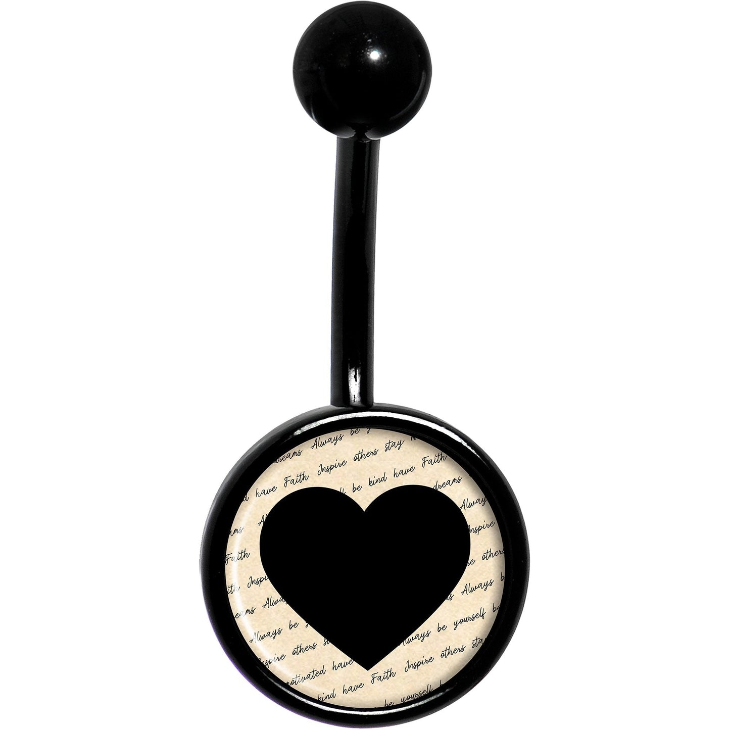 Love Letter Black Heart Black Belly Ring