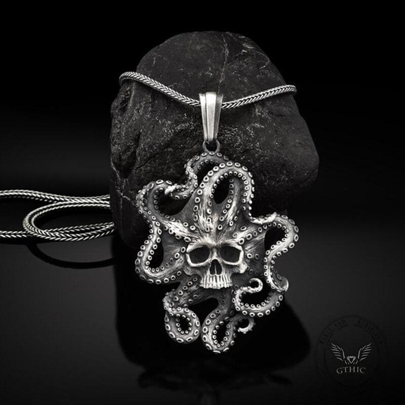 Kraken Octopus Pure Tin Skull Necklace