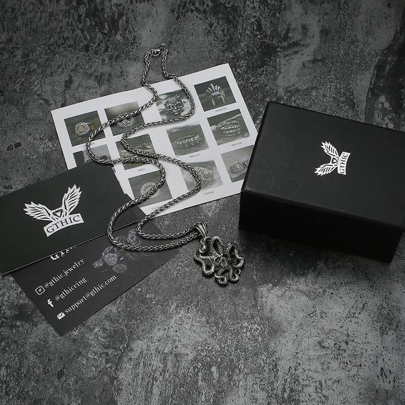 Kraken Octopus Pure Tin Skull Necklace