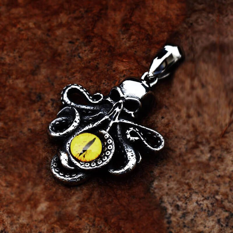 Octopus With Eye Stainless Steel Skull Pendant