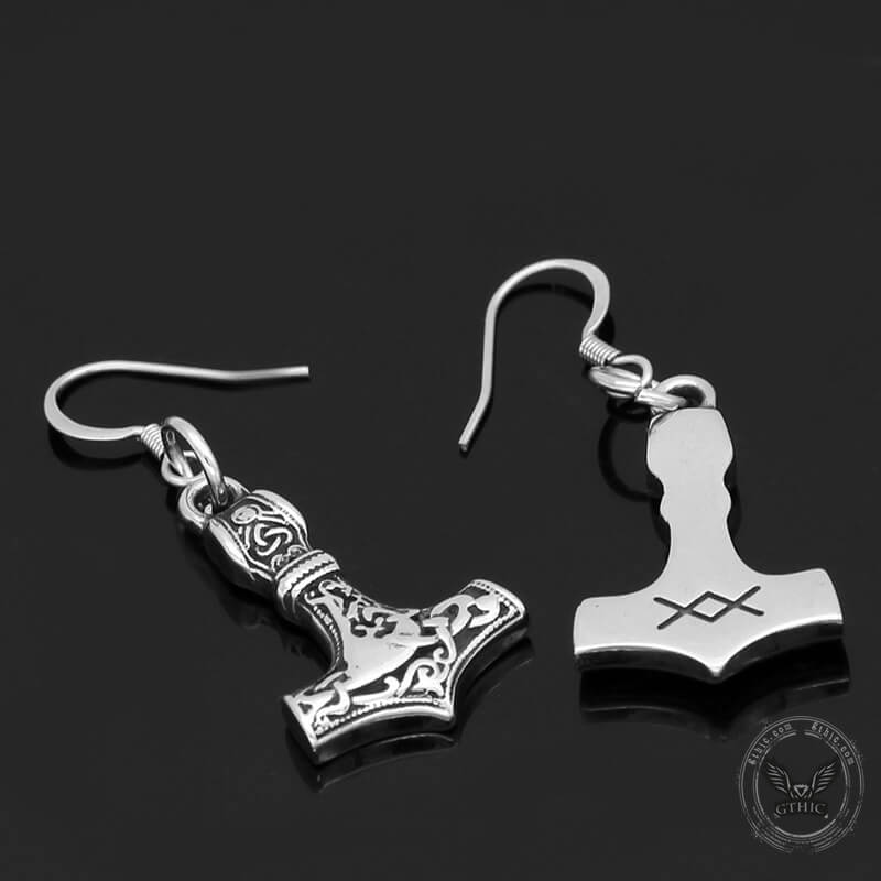 Odin Mjolnir Stainless Steel Viking Earrings