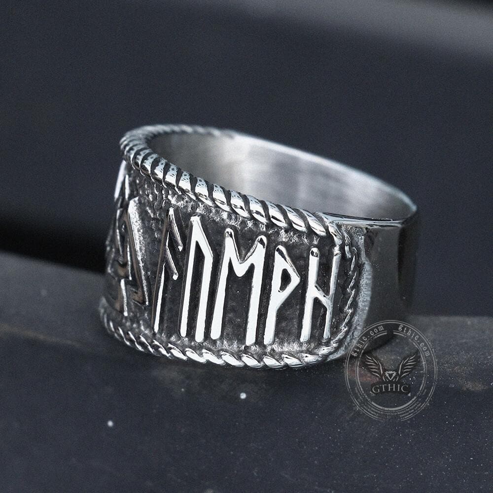 ODIN Runes Valknut 316L Stainless Steel Viking Ring