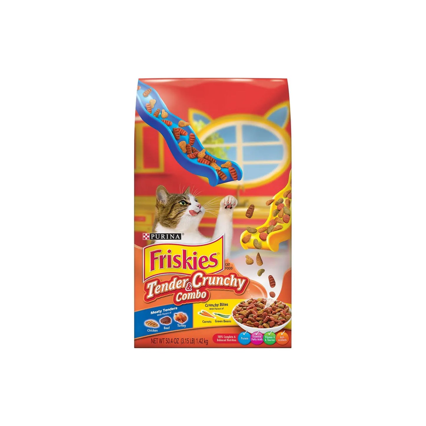 Friskies Dry Cat Food Tender & Crunchy Combo 3.15-Pound Bag Pack Of 3