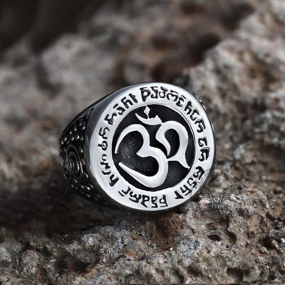 Om Aum Yoga Stainless Steel Ring