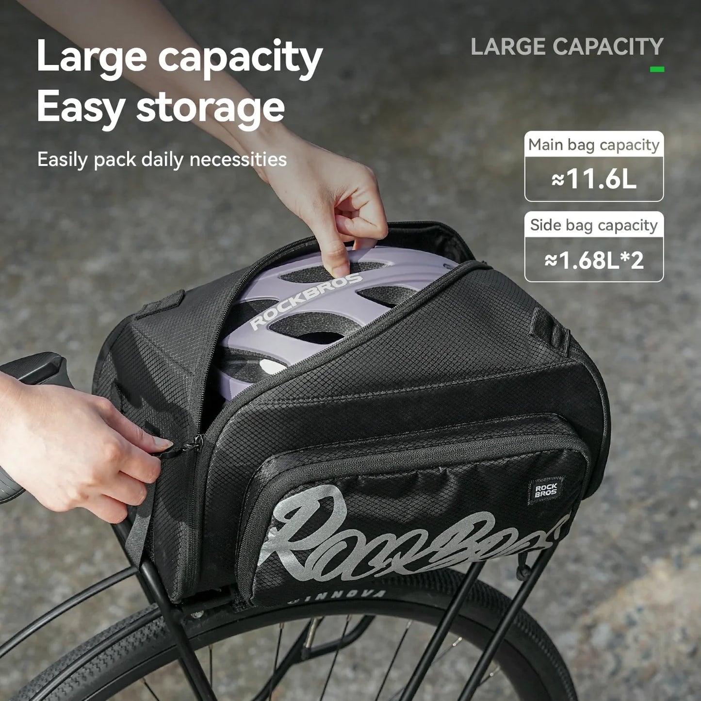 One-Piece Foldable 11L-15L Bike Rear Rack Bag
