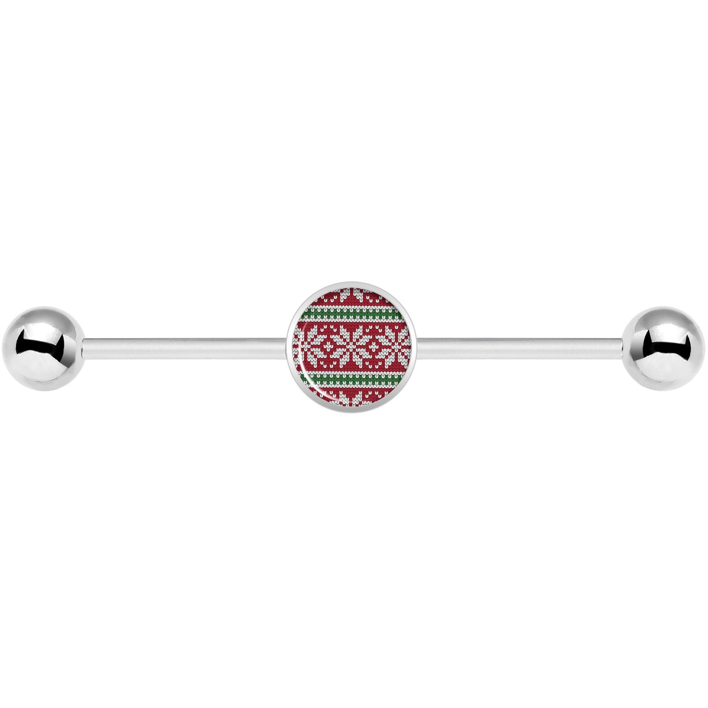 14G Red Green Christmas Sweater Industrial Barbell 37mm