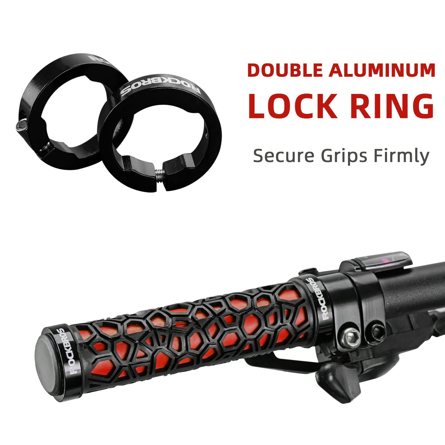 ROCKBROS Bike Handlebar Grips Double Lock-on Non-Slip Grips for MTB, BMX 22.2mm