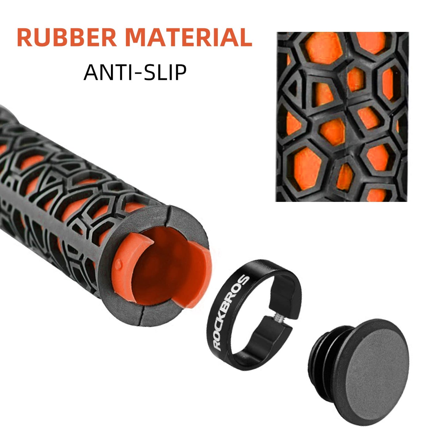 ROCKBROS Bike Handlebar Grips Double Lock-on Non-Slip Grips for MTB, BMX 22.2mm