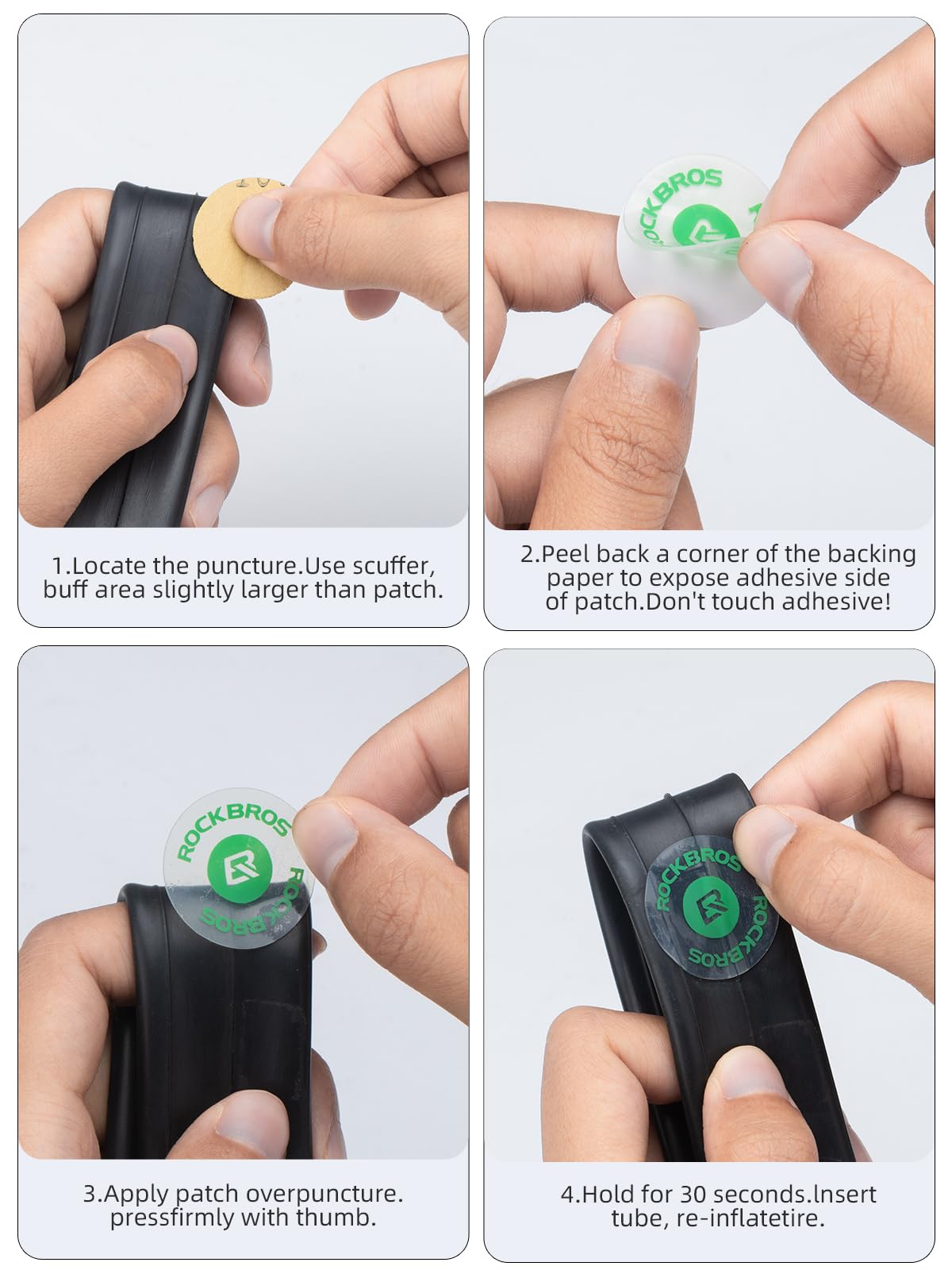 ROCKBROS 18-Pcs Bike Tire Patch Kit, Glueless Tube Repair with Tyre Levers 6-Pack