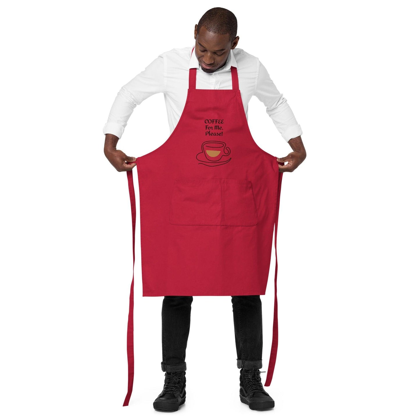 COFFEE For ME, Please! w/ a Cup and Saucer Organic cotton apron - Lizard Vigilante