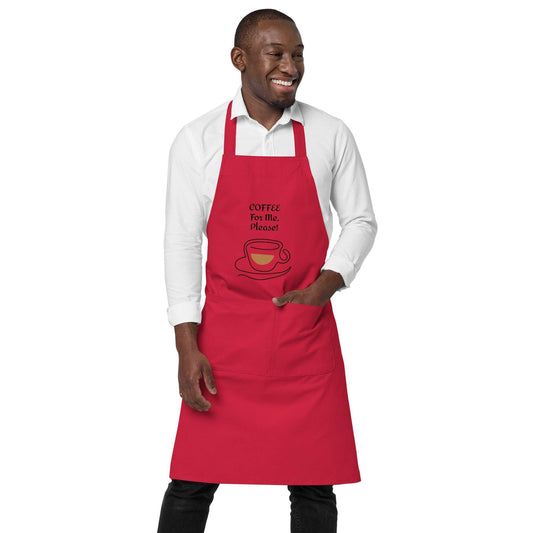 COFFEE For ME, Please! w/ a Cup and Saucer Organic cotton apron - Lizard Vigilante