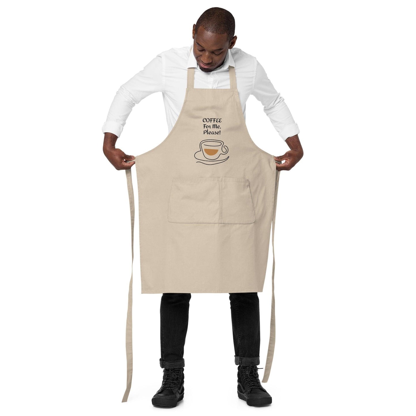 COFFEE For ME, Please! w/ a Cup and Saucer Organic cotton apron - Lizard Vigilante