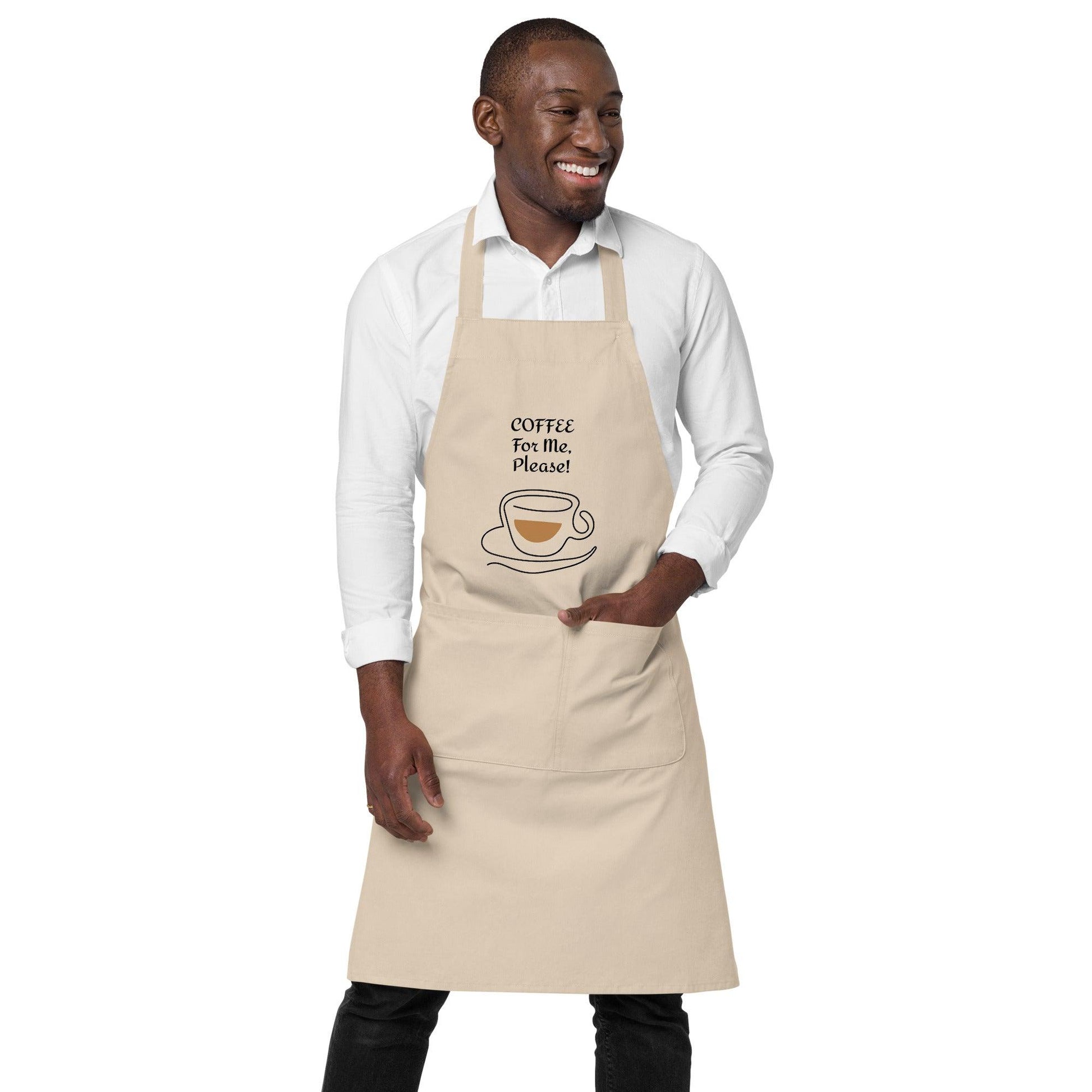 COFFEE For ME, Please! w/ a Cup and Saucer Organic cotton apron - Lizard Vigilante