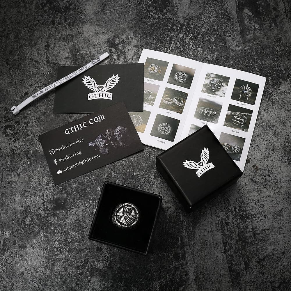 Owl And Ouroboros Stainless Steel Ring