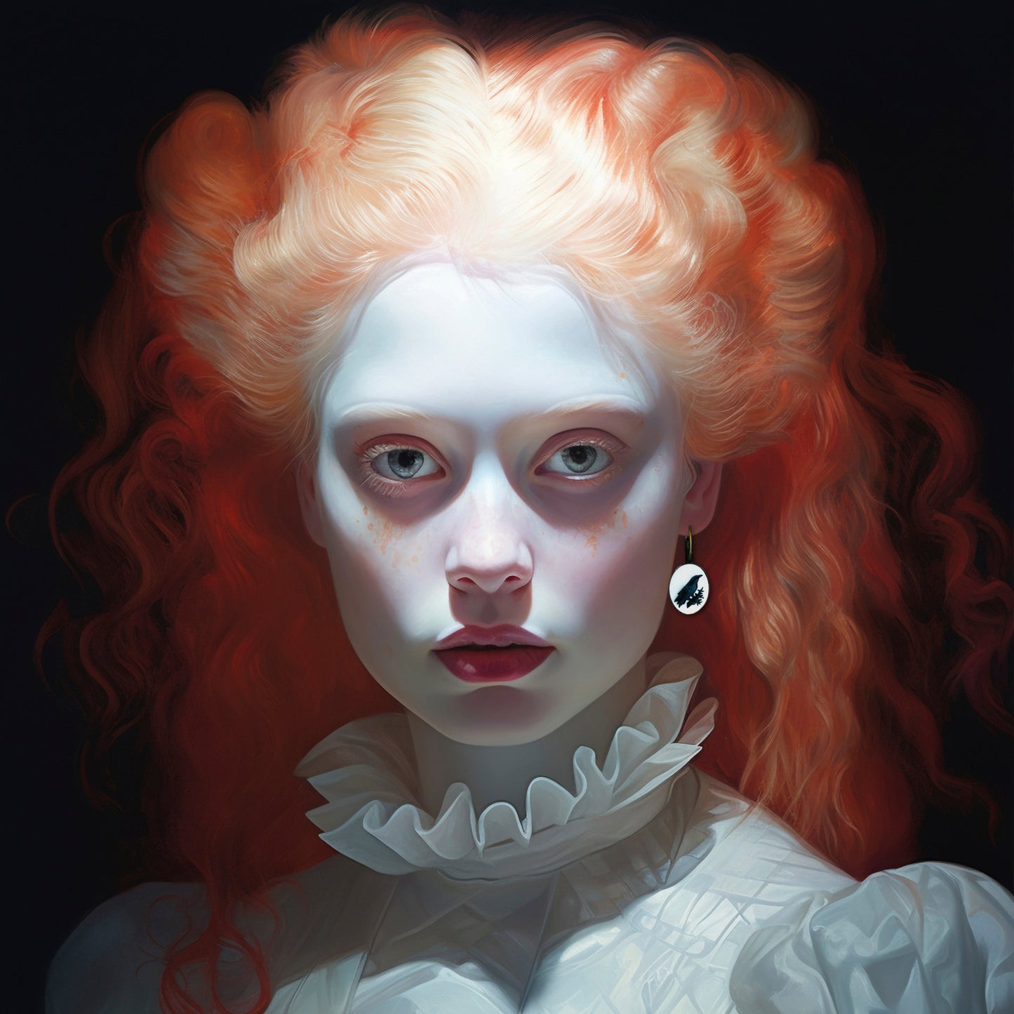 Gothic Lolita raven cameo earrings