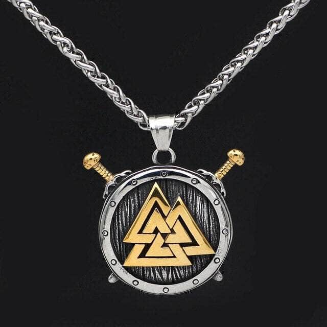 Vikings Valknut and Sword Stainless Steel Necklace