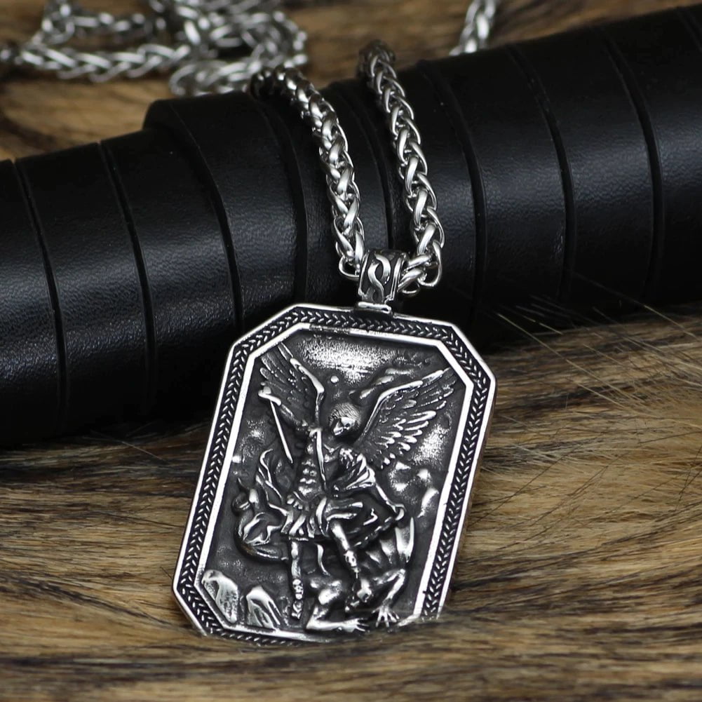 Roman St.Michael Stainless Steel Amulet Necklace