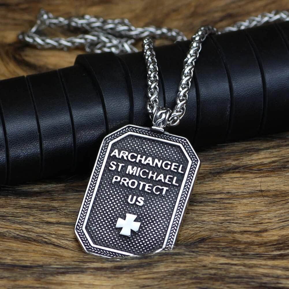 Roman St.Michael Stainless Steel Amulet Necklace
