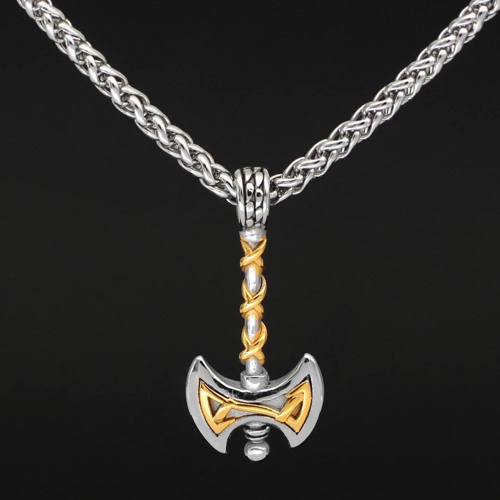 Vikings Axe Celtic Knot Stainless Steel Necklace