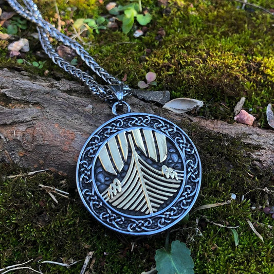 Vikings Longship Stainless Steel Pendant Necklace