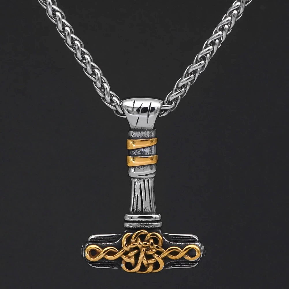 Vikings Mjolnir Celtic Knot Stainless Steel Necklace