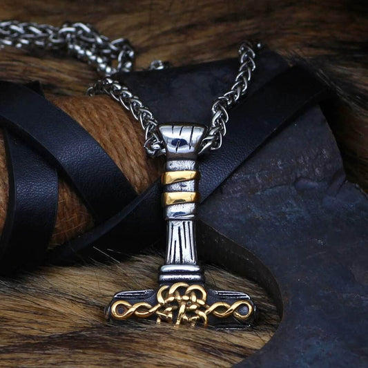 Vikings Mjolnir Celtic Knot Stainless Steel Necklace