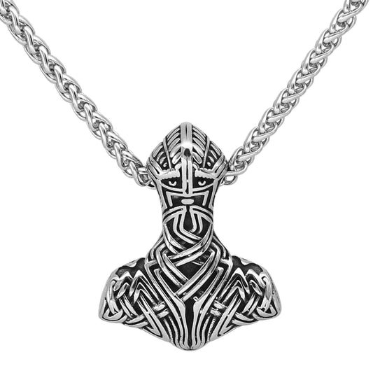 Vikings Thor Hammer Warrior Stainless Steel Necklace