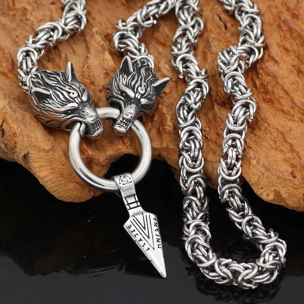 Vikings Fenrir Gungnir Stainless Steel Necklace
