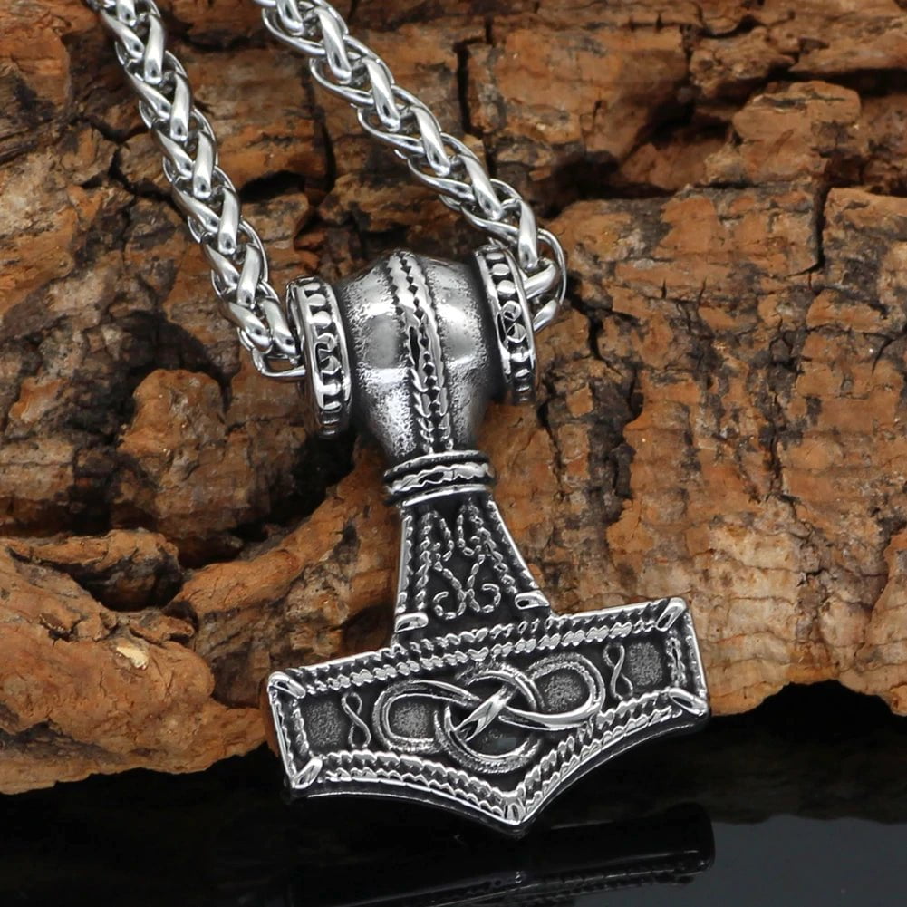Vikings Mjolnir and Celtic Knot Stainless Steel Necklace