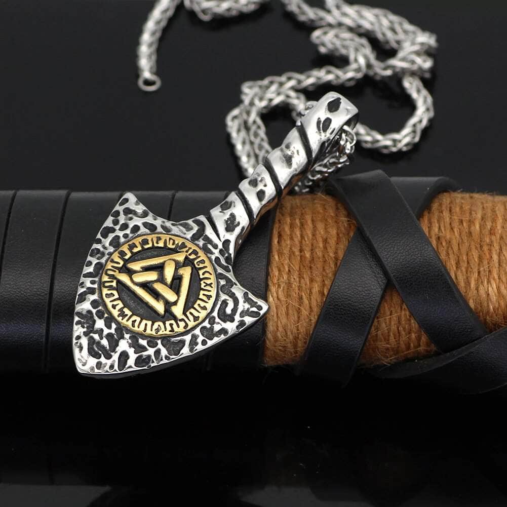Vikings Runes and Valknut Stainless Steel Necklace
