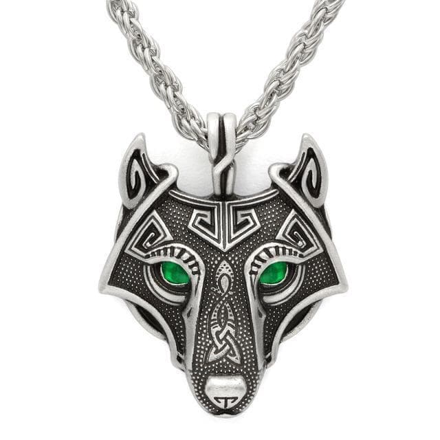 Vikings Wolf Eye Colored Pendant Necklace