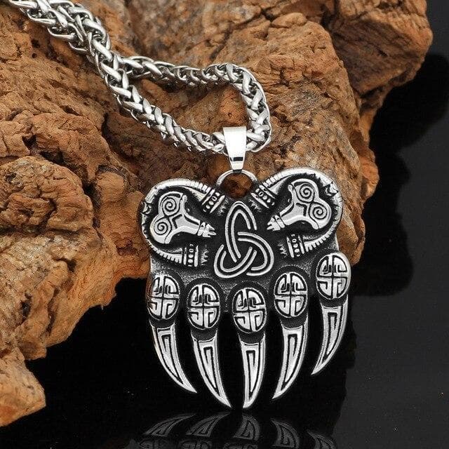 Vikings Bear Paw Stainless Steel Pendant Necklace