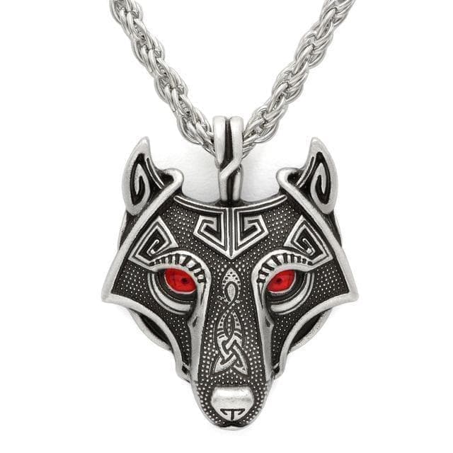 Vikings Wolf Eye Colored Pendant Necklace