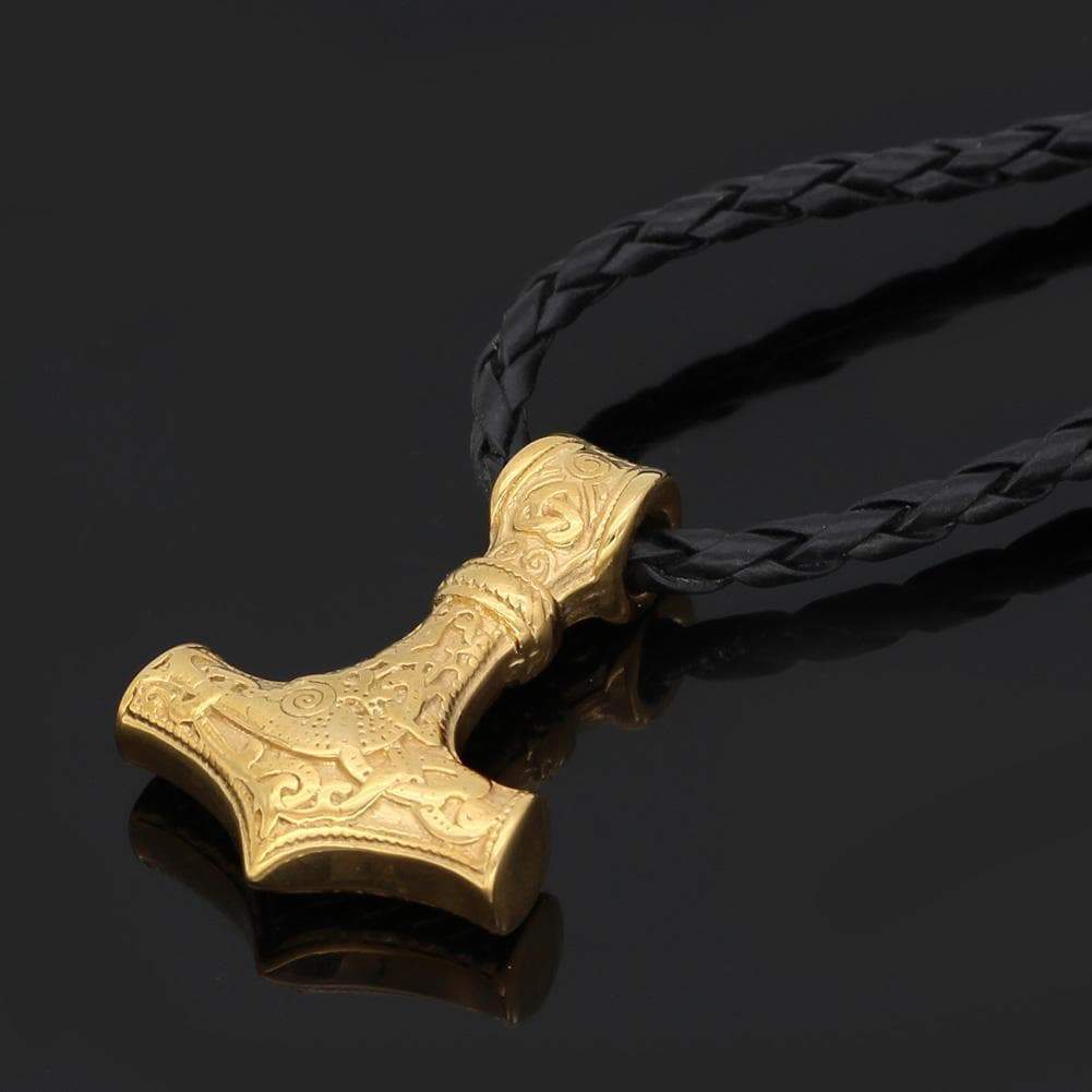 Vikings Golden Mjolnir Stainless Steel Necklace