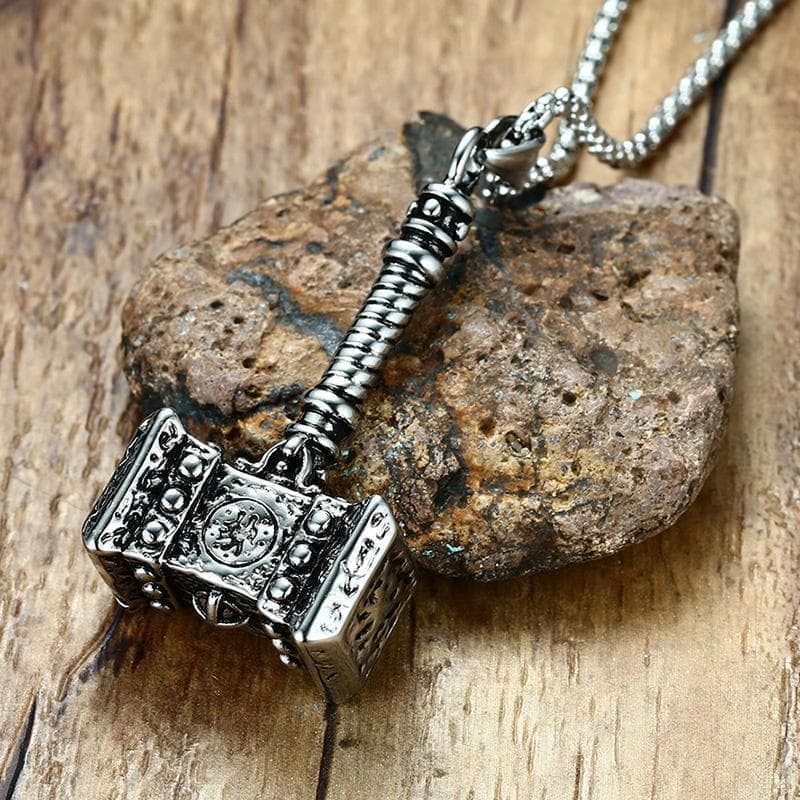 Vikings Thor's Hammer Stainless Steel Pendant Necklace