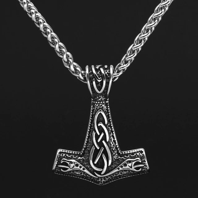 Vikings Mjolnir Dragon Stainless Steel Necklace