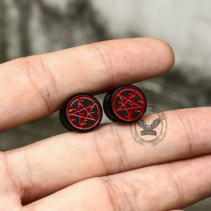Pentagram Black Ebony Ear Gauge
