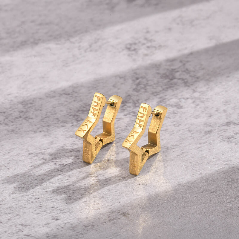 Pentagram Viking Rune Stainless Steel Stud Earrings