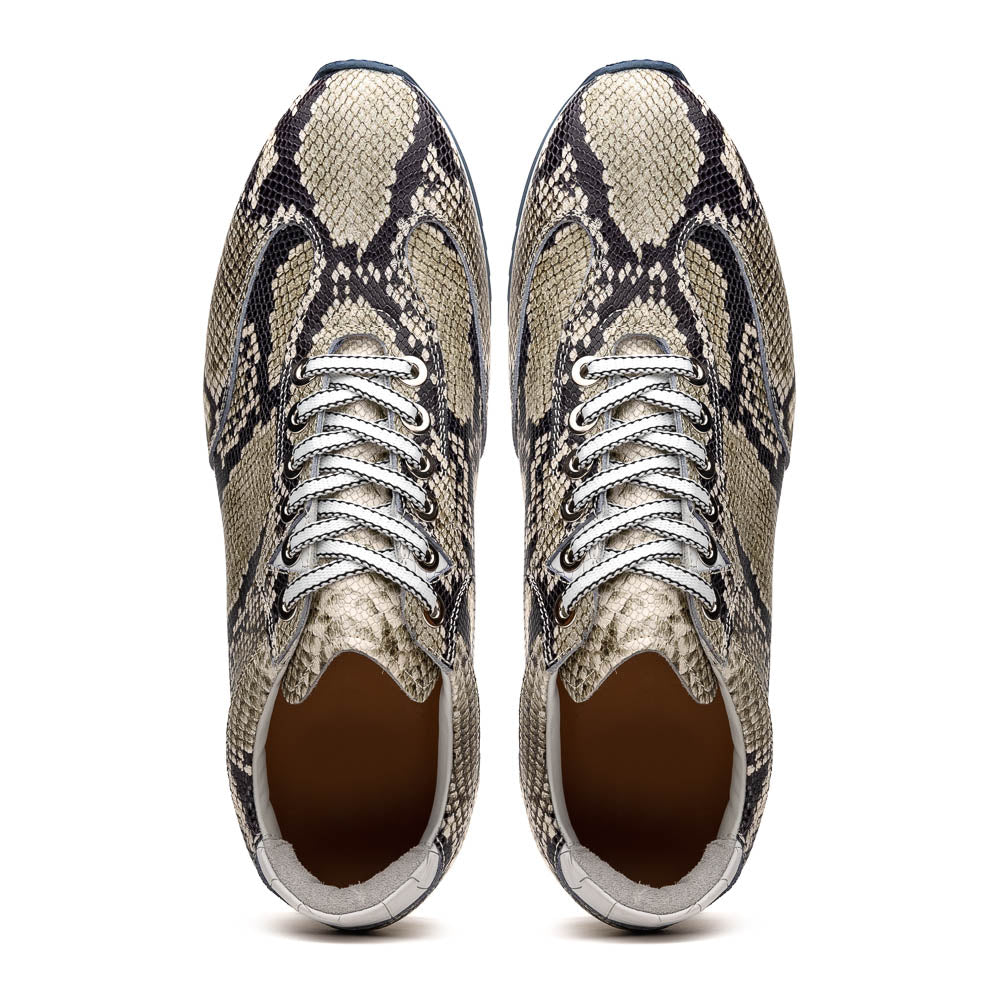 65-215-WHT PERI Python Embossed Italian Calfskin Sneakers Black / White