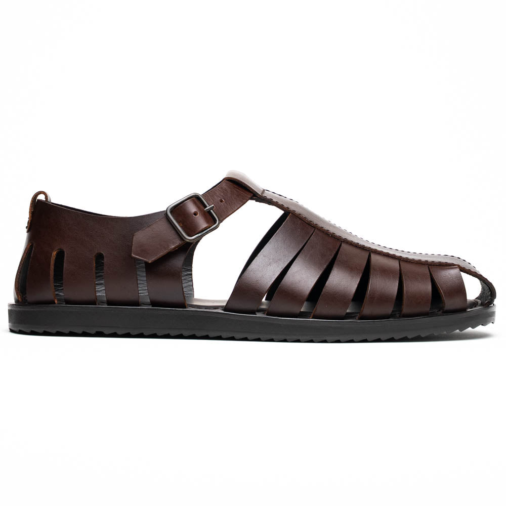 05-110-BRN PESCA Calfskin Strap-On Sandal, Brown