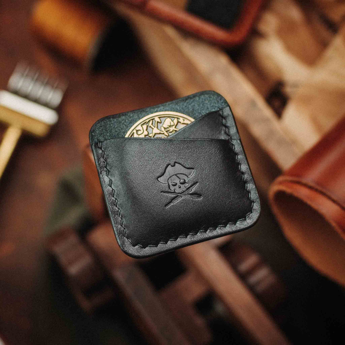 Double Coin Holder - Peso Pocket Duo | Challenge Coin Case | Handcrafted Leather