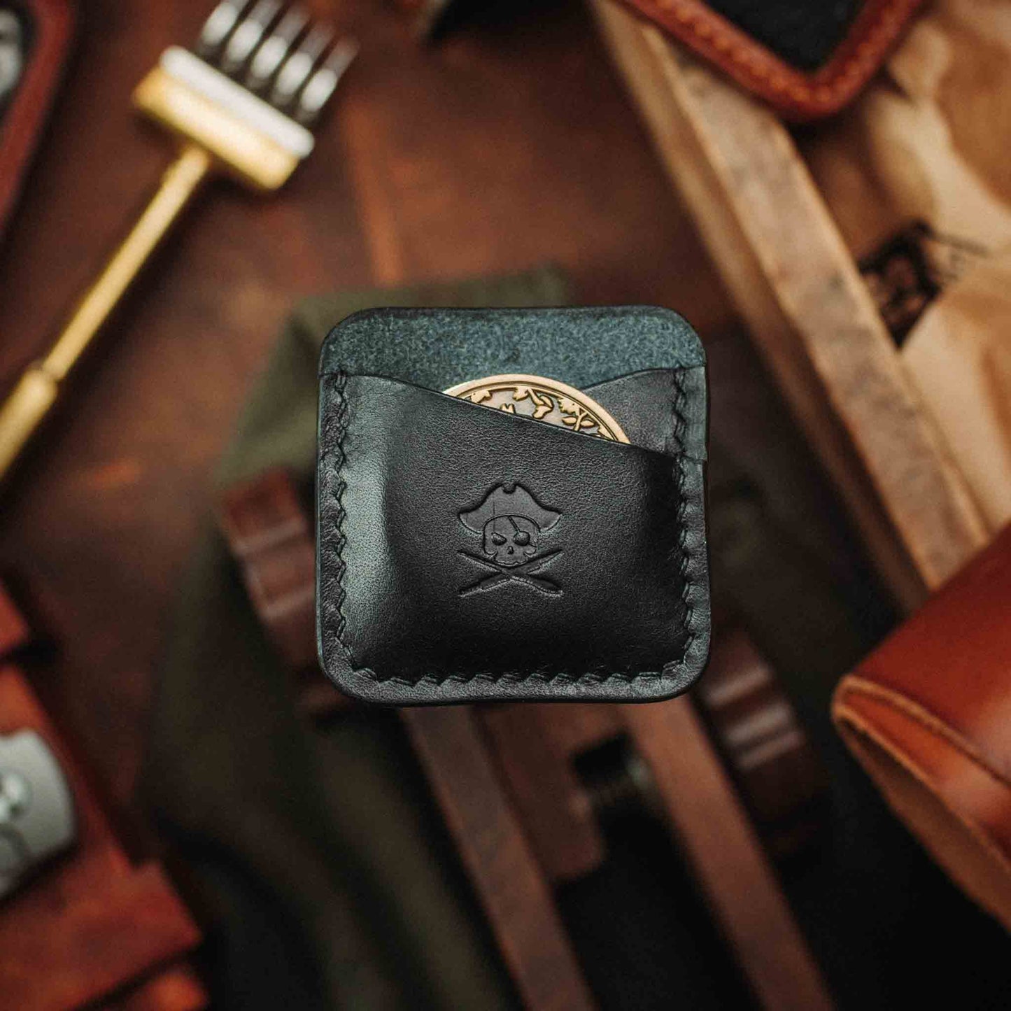 Double Coin Holder - Peso Pocket Duo | Challenge Coin Case | Handcrafted Leather