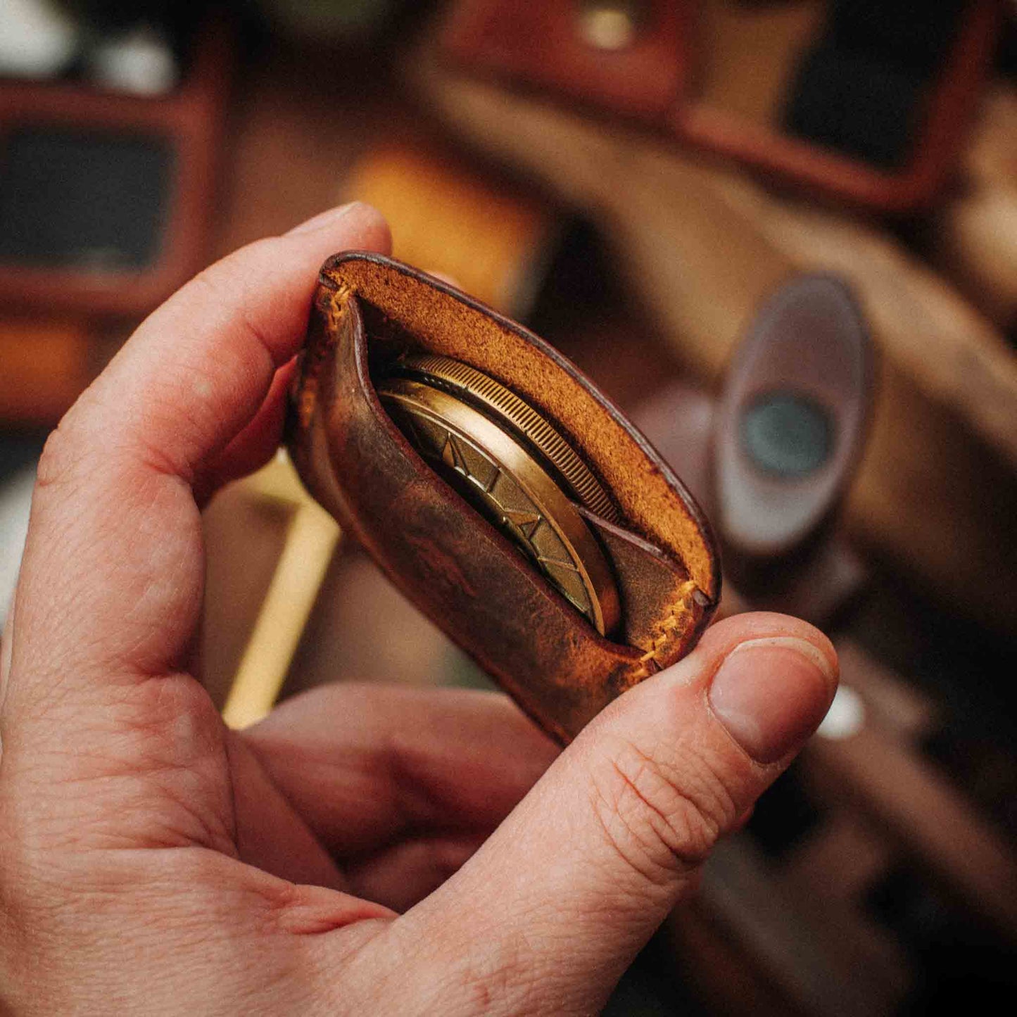 Double Coin Holder - Peso Pocket Duo | Challenge Coin Case | Handcrafted Leather