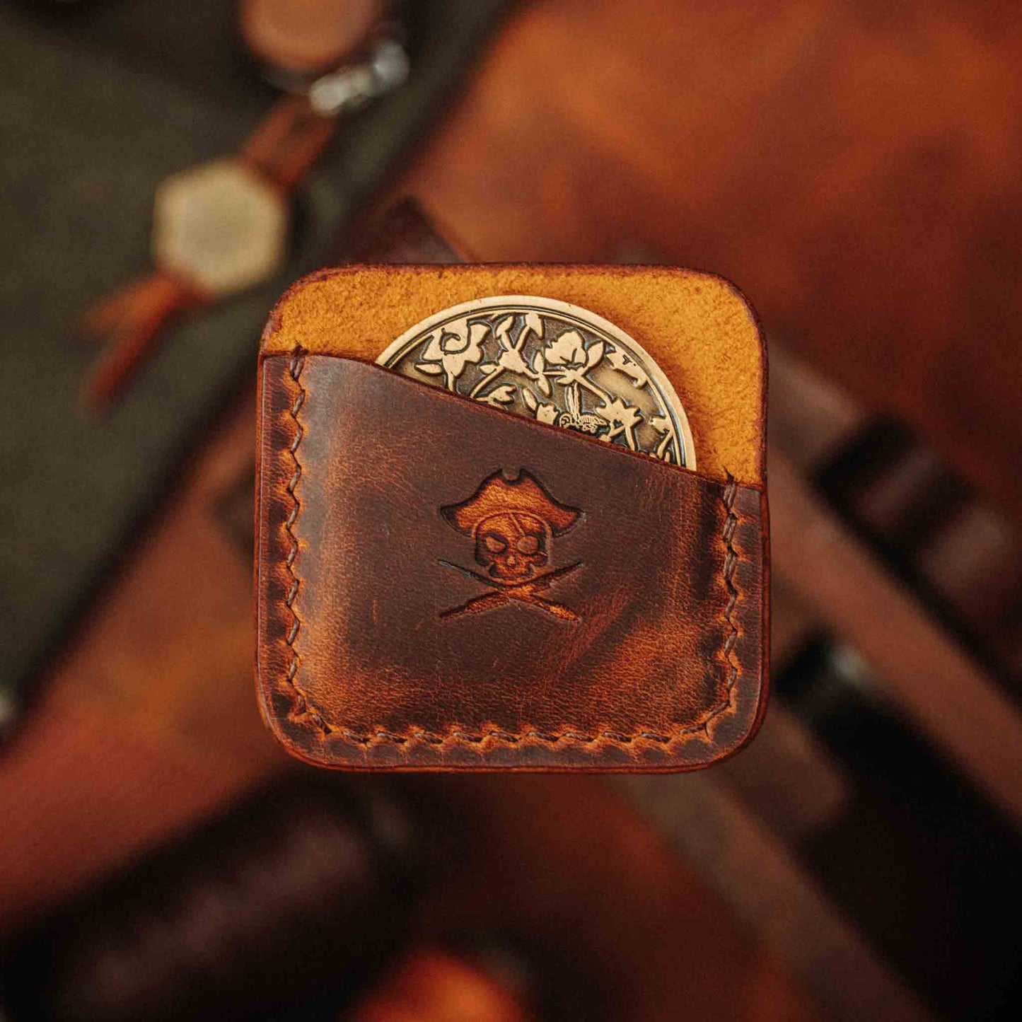 Challenge Coin Holder - Peso Pocket | Coin Case | Handcrafted Leather