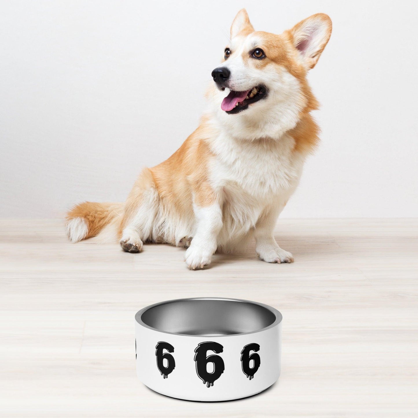 White 666 Rock Evil Sign Pet Bowl For Your Demented Dogs and Cats - Lizard Vigilante