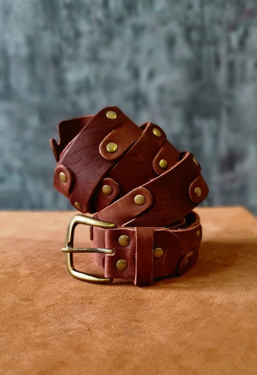 Men's brown belt "Dragon Scale"