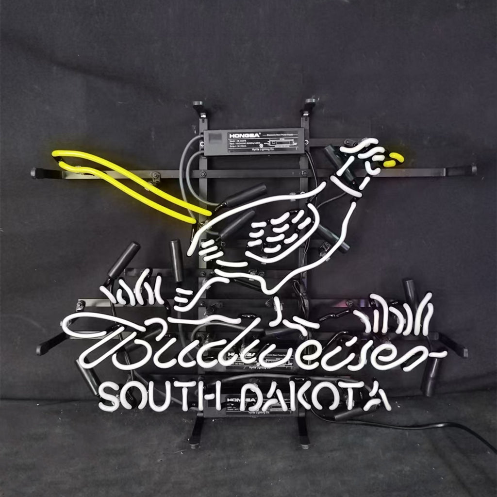 Pink Pheasant Hunter with Budweiser South Dakota Neon Signs Light