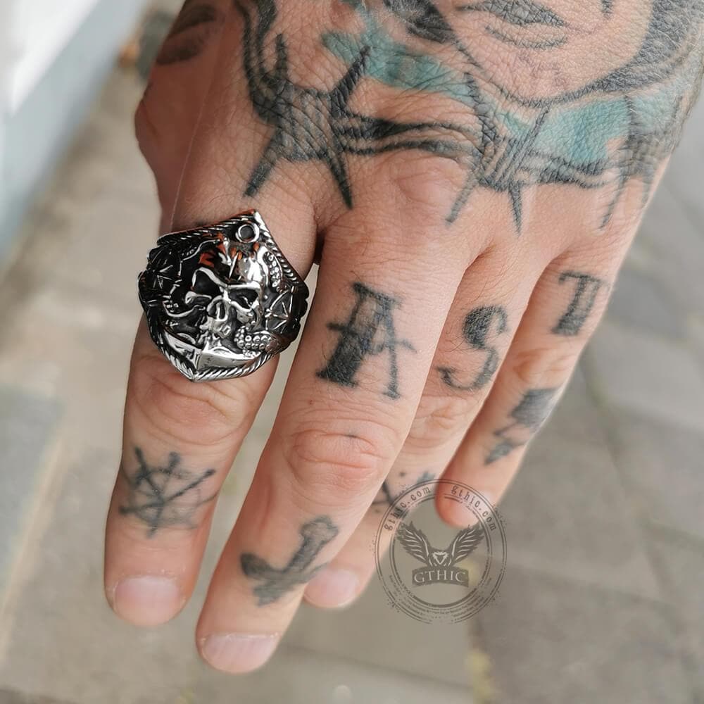 Kraken Octopus Stainless Steel Skull Ring