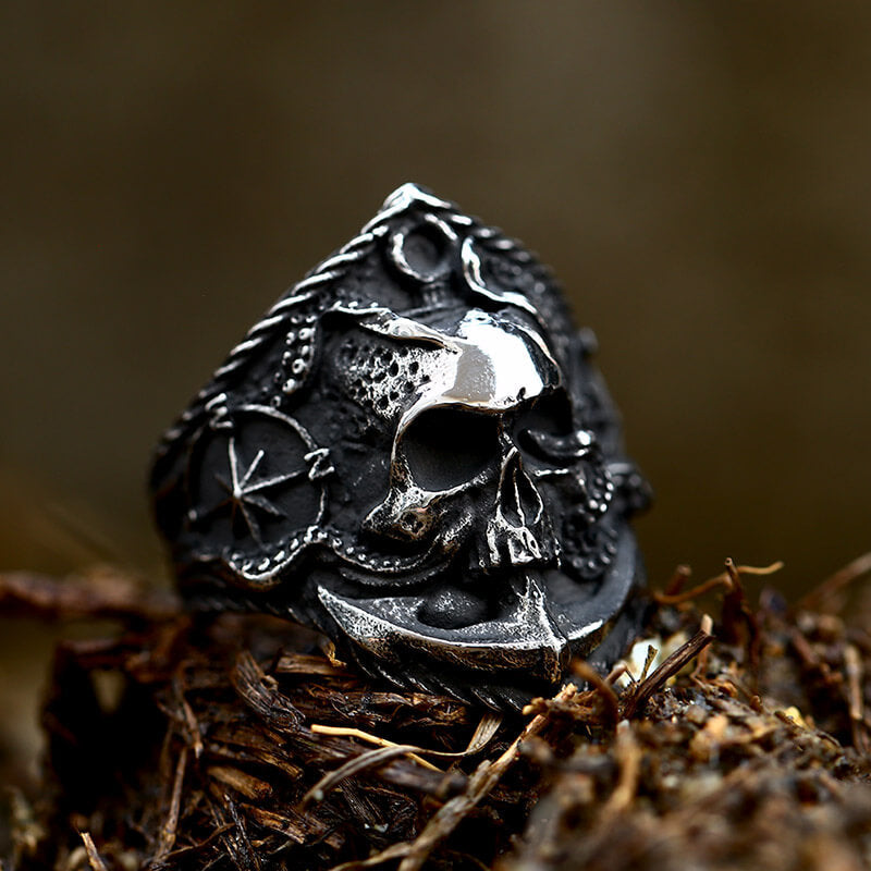 Kraken Octopus Stainless Steel Skull Ring