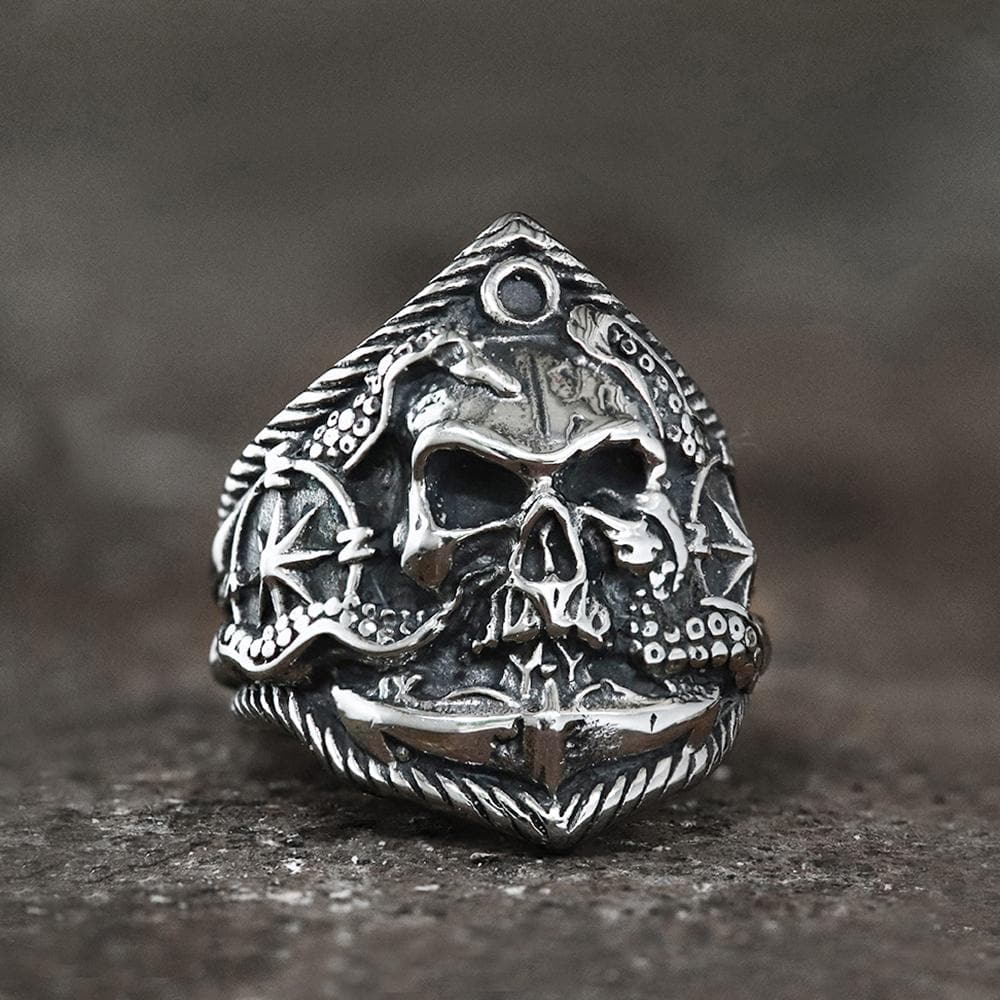Kraken Octopus Stainless Steel Skull Ring